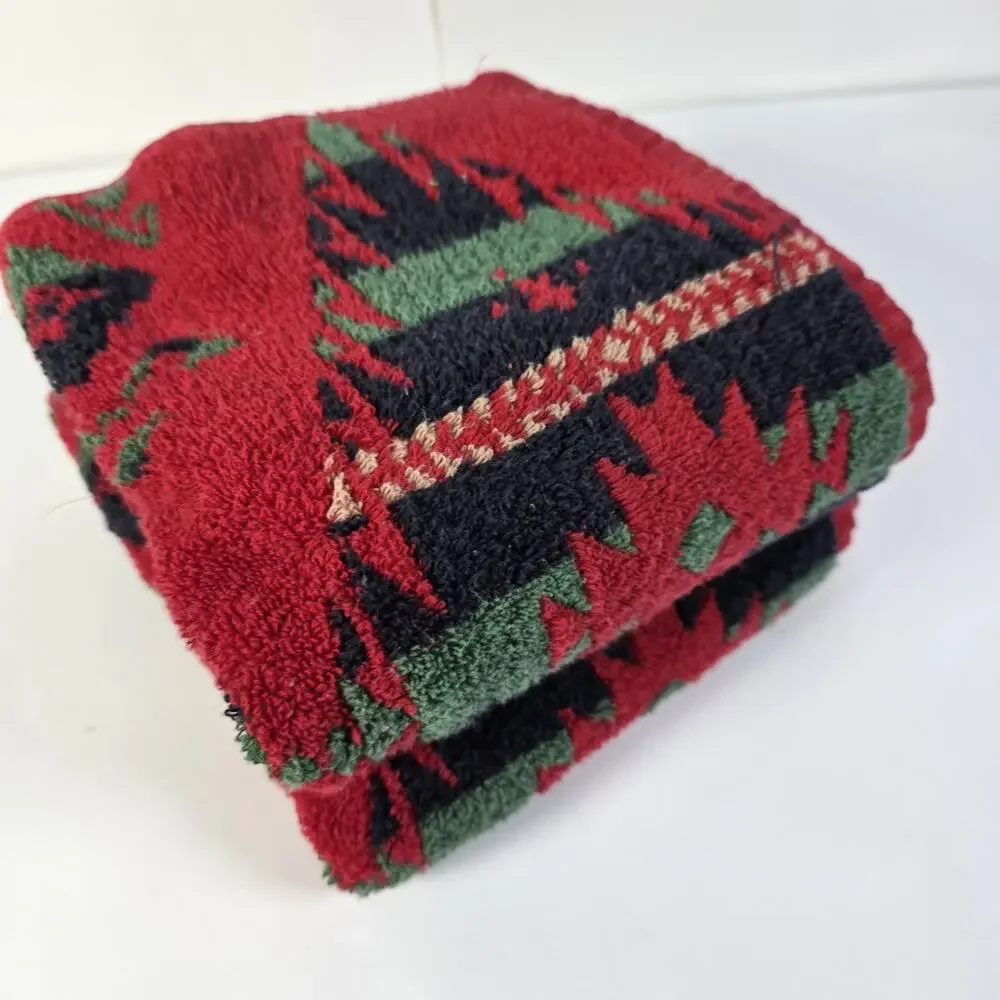 RALPH LAUREN Vintage 90s Southwest Tribal Aztec Cotton Bath/HandTowels Set 2